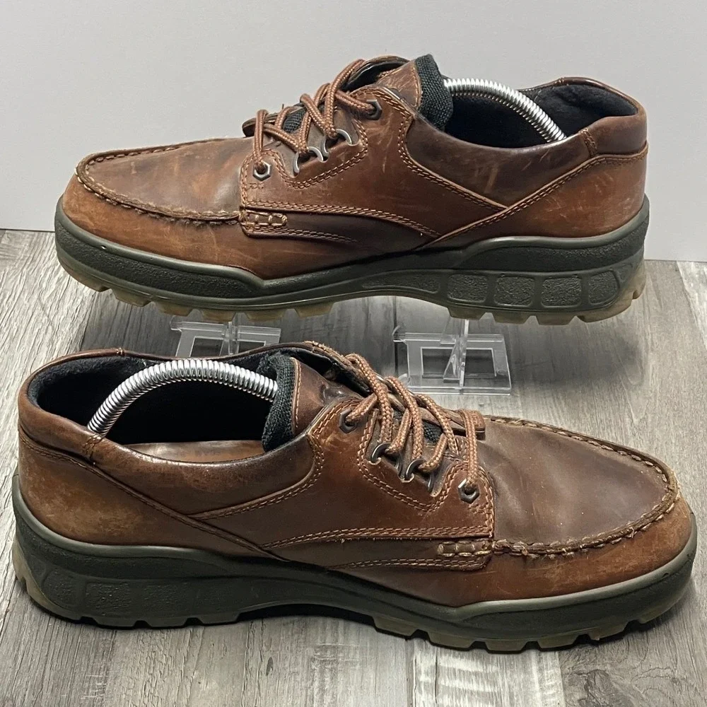 ECCO Men Brown Leather Gore Tex Lace Up Casual Walking Shoes Size EU 45 -11 US - Picture 2 of 9